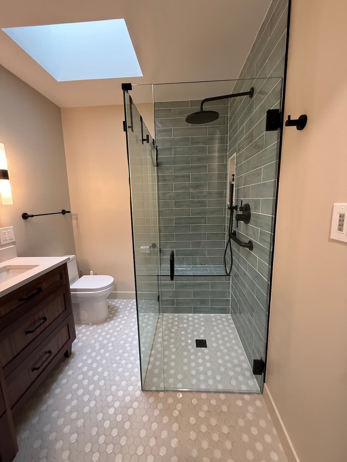 Full tile bathroom remodel project with custom design in Enumclaw WA