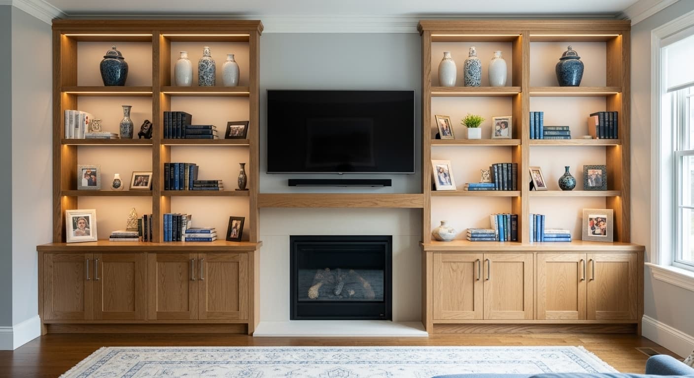 Built-in bookshelf and library custom installation